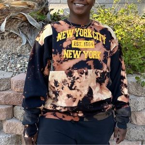 OOAK Upcycled patchwork New York colorblock Sweatshirt - XL